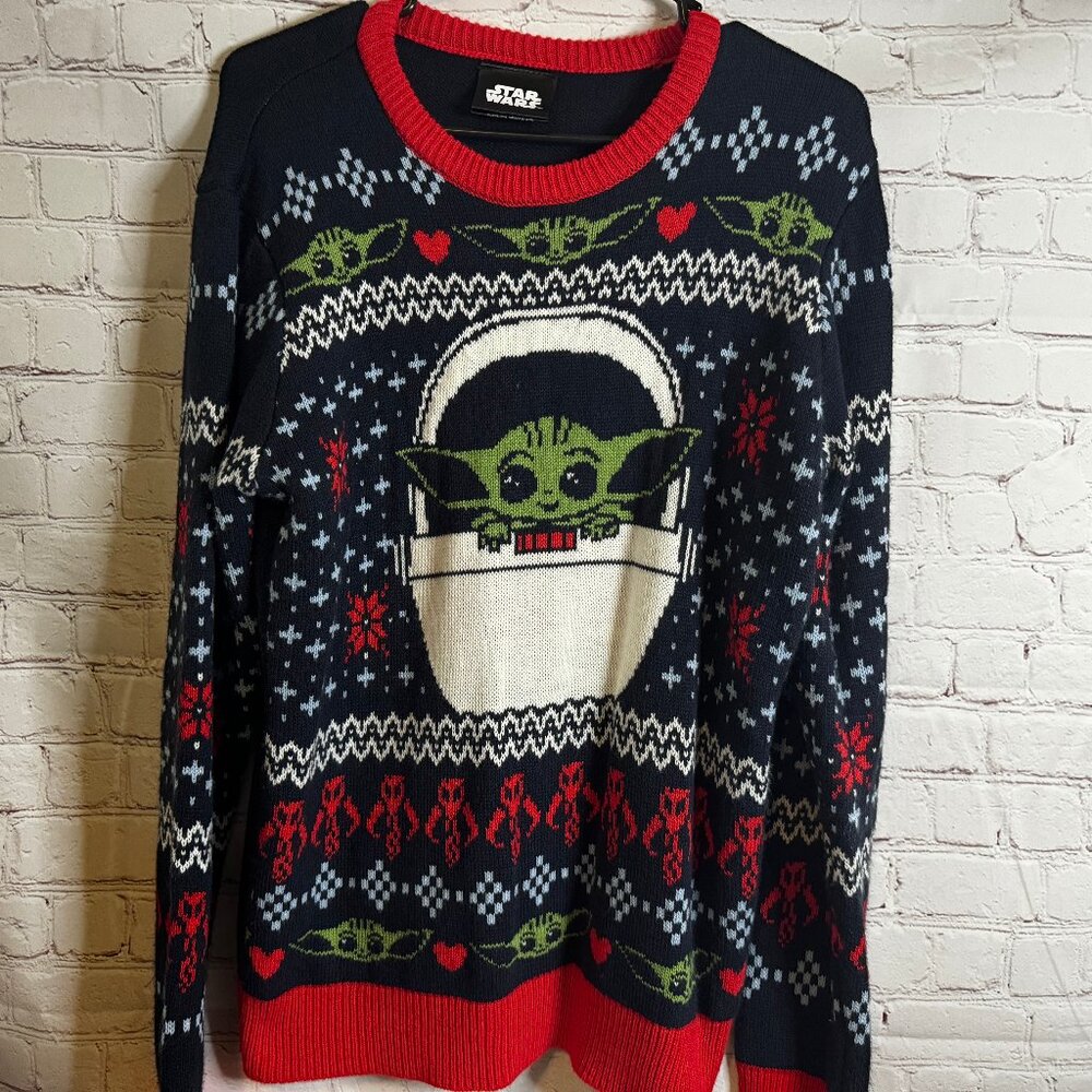 Star Wars Baby Yoda Adult Christmas Holiday Sweater Size Medium